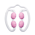Purple and pink annular silicone leg massage roller for manual muscle recovery