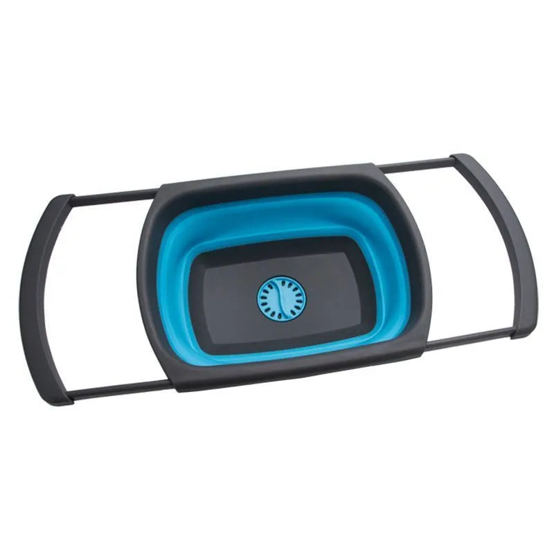 Creative foldable water basin in blue plastic with leaking function for drainage
