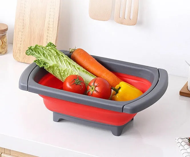 Creative foldable water basin in blue plastic with leaking function for drainage