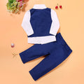 Boys blue suit set with turtleneck, vest, tie and trousers for toddlers sizes 2T to 7T