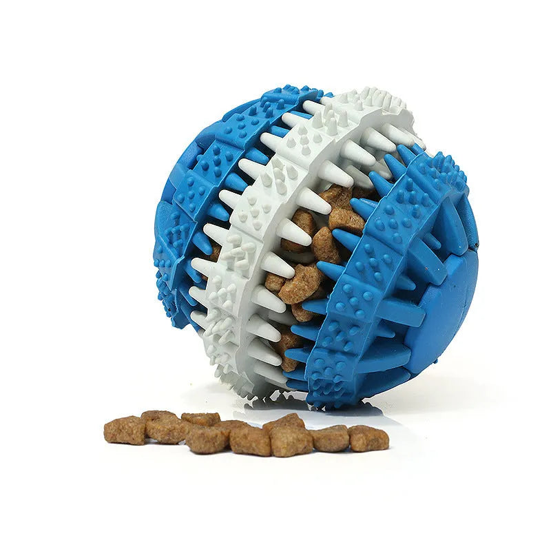 6cm rubber dog chew toy ball in light blue, blue, orange or red for small dogs