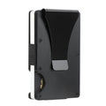 Mens RFID blocking slim money clip wallet in aluminium and stainless steel, 86x55x8mm, holds 1-12 cards, Gold Blue Black