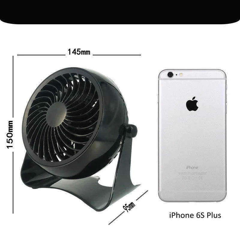 4-inch mini desktop fan black ABS plastic brushless motor USB powered WT-T405 on desk