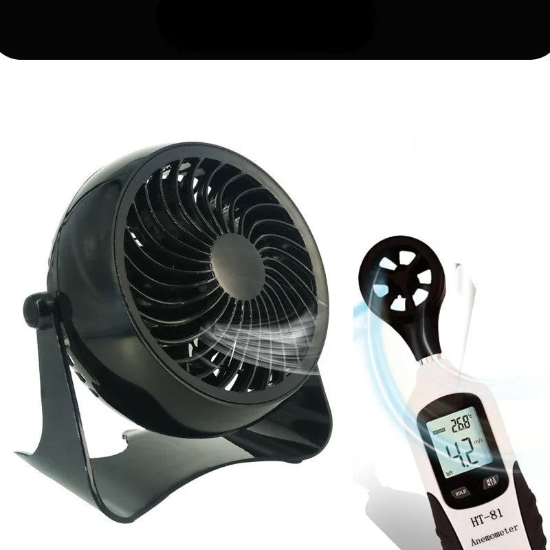 4-inch mini desktop fan black ABS plastic brushless motor USB powered WT-T405 on desk