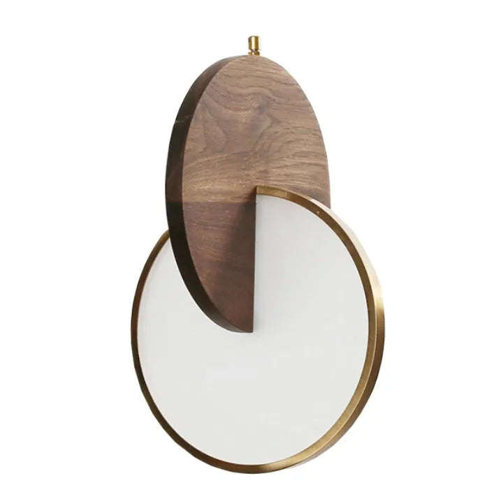 Long-line solid walnut wood carved wall chandelier in small model design for bedroom or study lighting