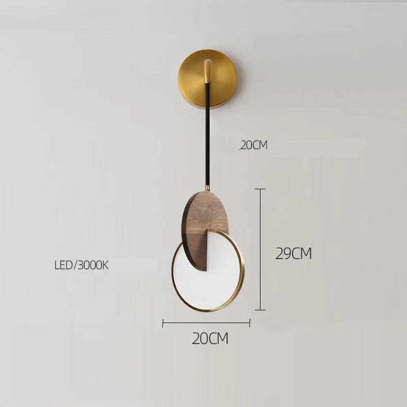 Long-line solid walnut wood carved wall chandelier in small model design for bedroom or study lighting