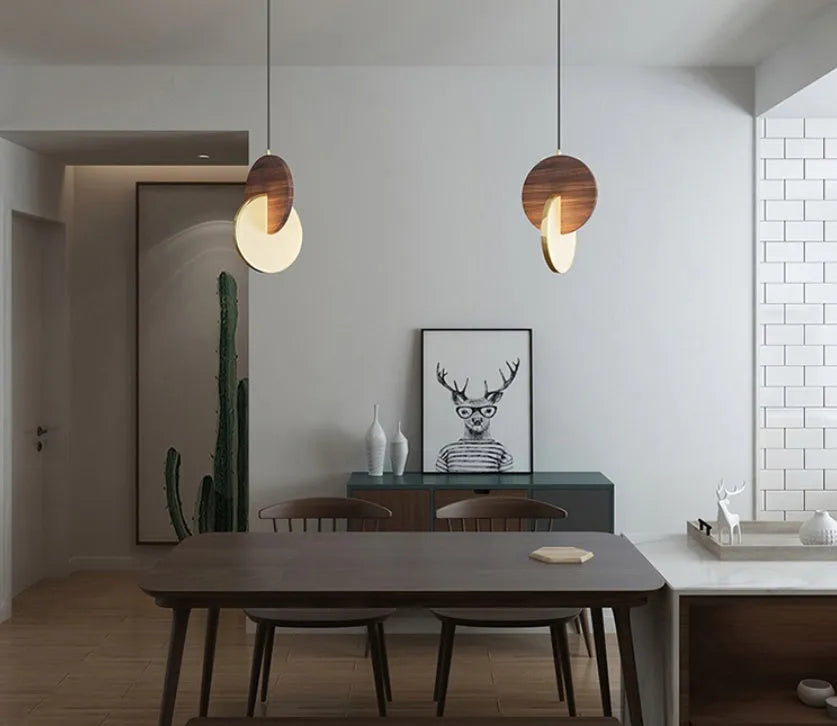 Long-line solid walnut wood carved wall chandelier in small model design for bedroom or study lighting