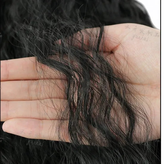 Long curly ponytail extension 22 inch black chemical fibre silk