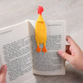 Yellow silicone screaming chicken bookmark, 16cm, with colour box packaging