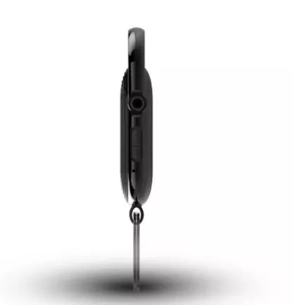 Black zinc alloy portable voice recorder with USB cable and earphones.