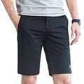 Men's white polo business work shorts with straight cargo cuff and pocket trim