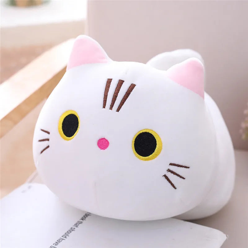Grey fat cat plush doll with soft spandex exterior and down cotton filling measuring approximately 50cm