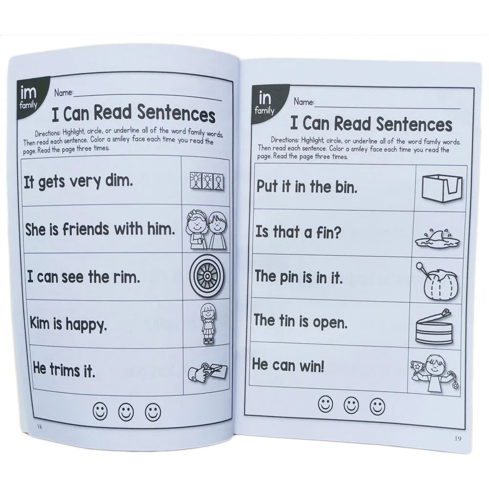 A5 English phonics reading worksheet for children aged 6+ measuring 21cm by 14cm