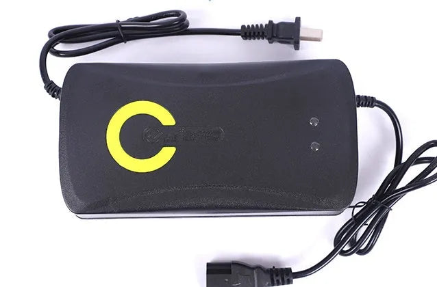 Black alloy electric car charger for 72V20Ah lead-acid batteries with automatic power-off feature