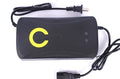 Black alloy electric car charger for 72V20Ah lead-acid batteries with automatic power-off feature