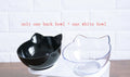 Inclined transparent PC plastic cat food bowl with tilted oblique mouth and optional ABS base