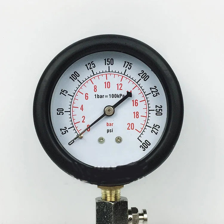 Red multifunctional cylinder pressure gauge kit in plastic box for automobile and motorcycle compression testing