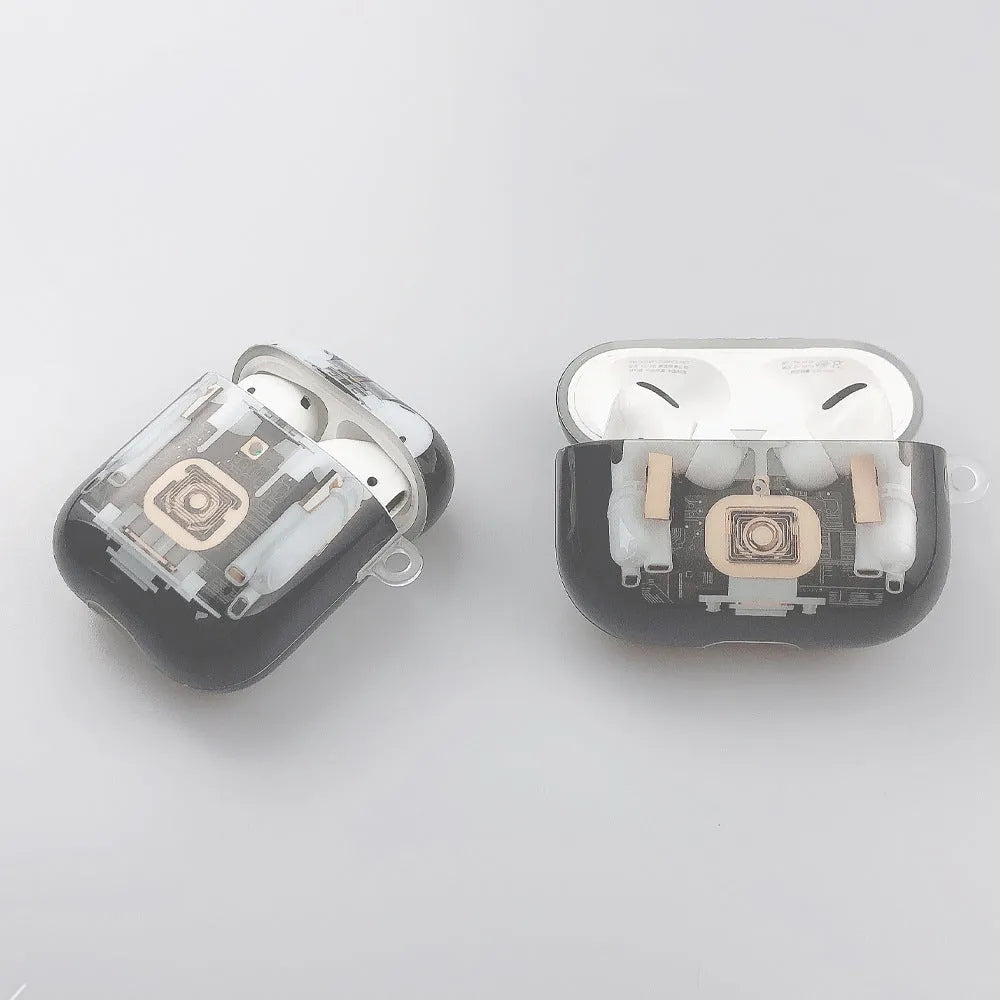 Steampunk mechanical design TPU protective cover for Apple AirPods 1st and 2nd generation with stripes pattern