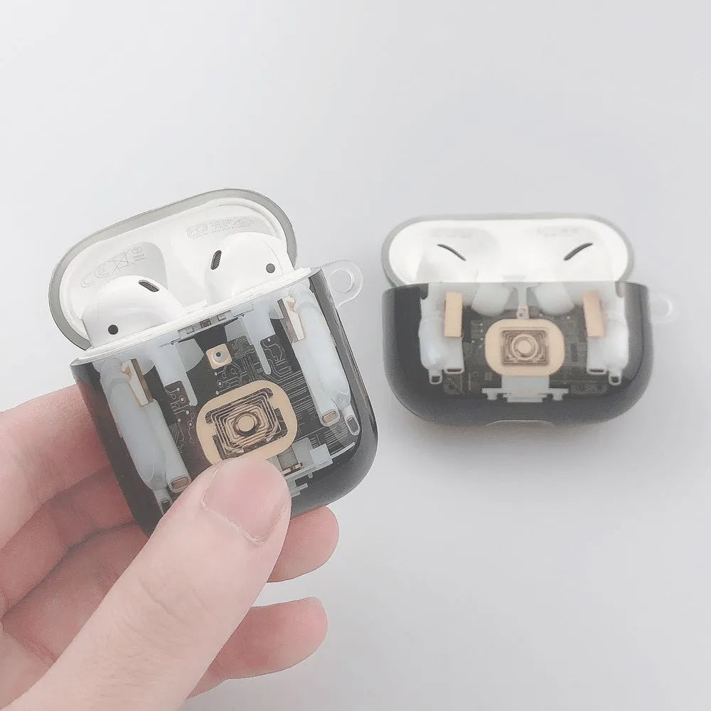 Steampunk mechanical design TPU protective cover for Apple AirPods 1st and 2nd generation with stripes pattern