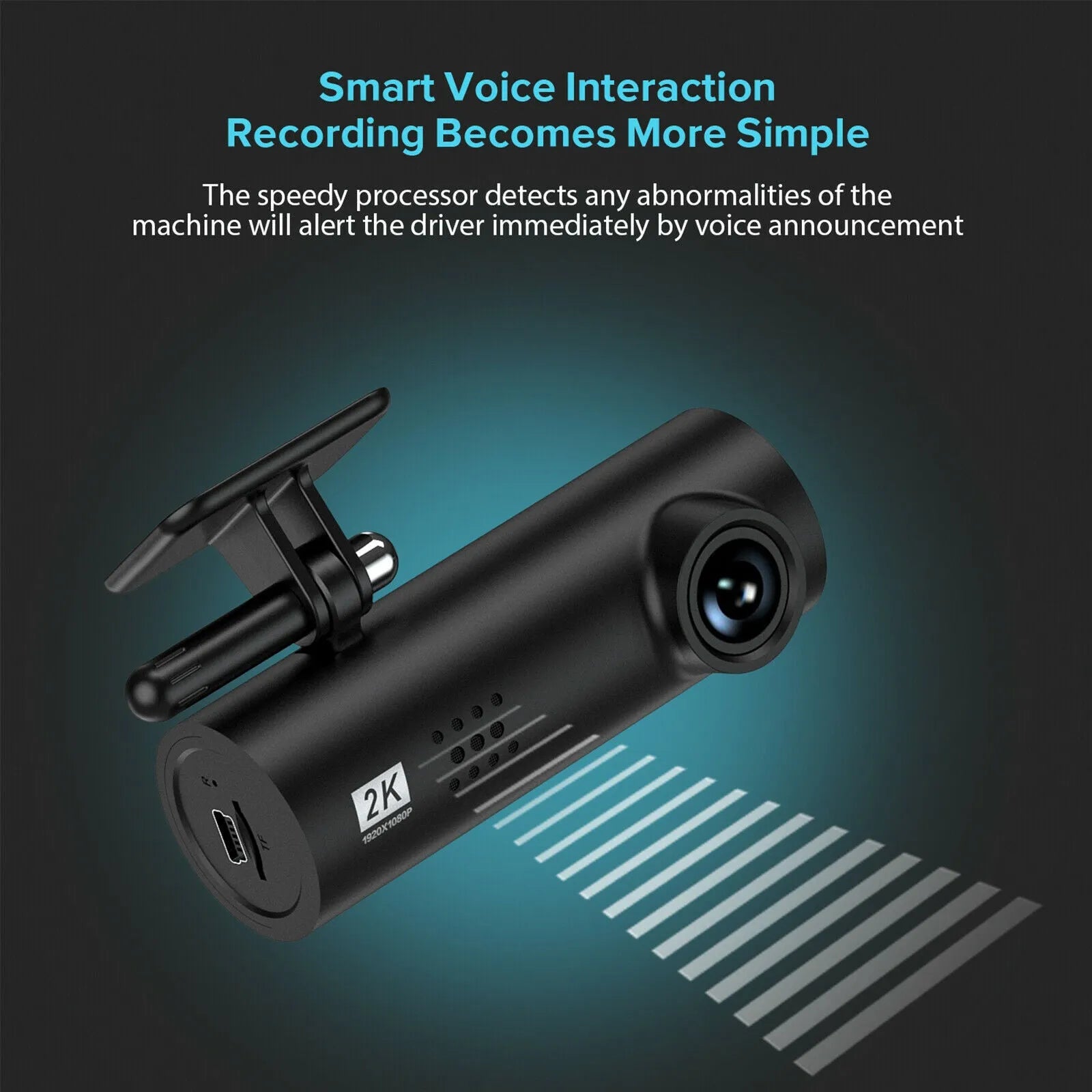 LF9 lipstick-shaped WiFi dash cam for cars on a dashboard