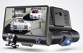 E9 4-inch car driving recorder 360-degree three-lens panoramic hidden front windshield loop recording reversing image