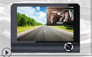 E9 4-inch car driving recorder 360-degree three-lens panoramic hidden front windshield loop recording reversing image