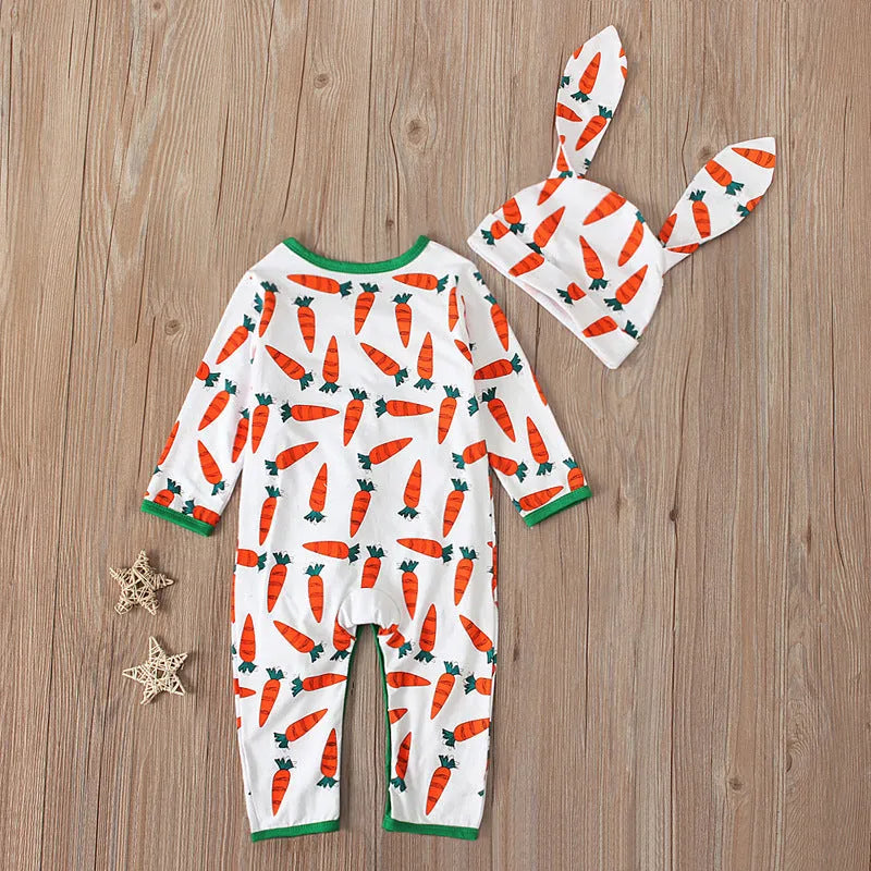 Red cotton baby romper jumpsuit for infants and toddlers in sizes 70 to 100cm.