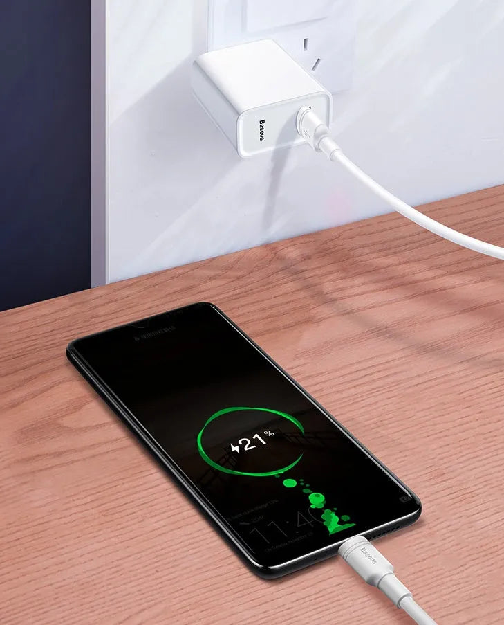 Baseus Android fast charge cable with micro USB connector in black or white