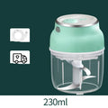 Mini USB electric food chopper with stainless steel blade and transparent cup