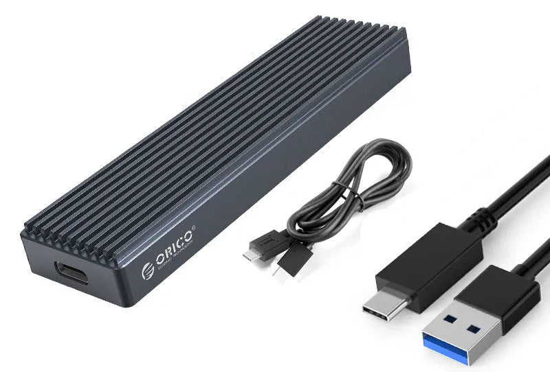 M.2 NVMe external hard disk case aluminium alloy silver with USB Type-C cable