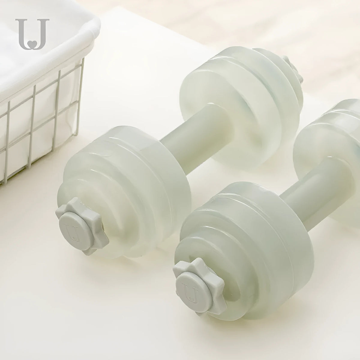Light gray water injection dumbbell 26 cm for home fitness training