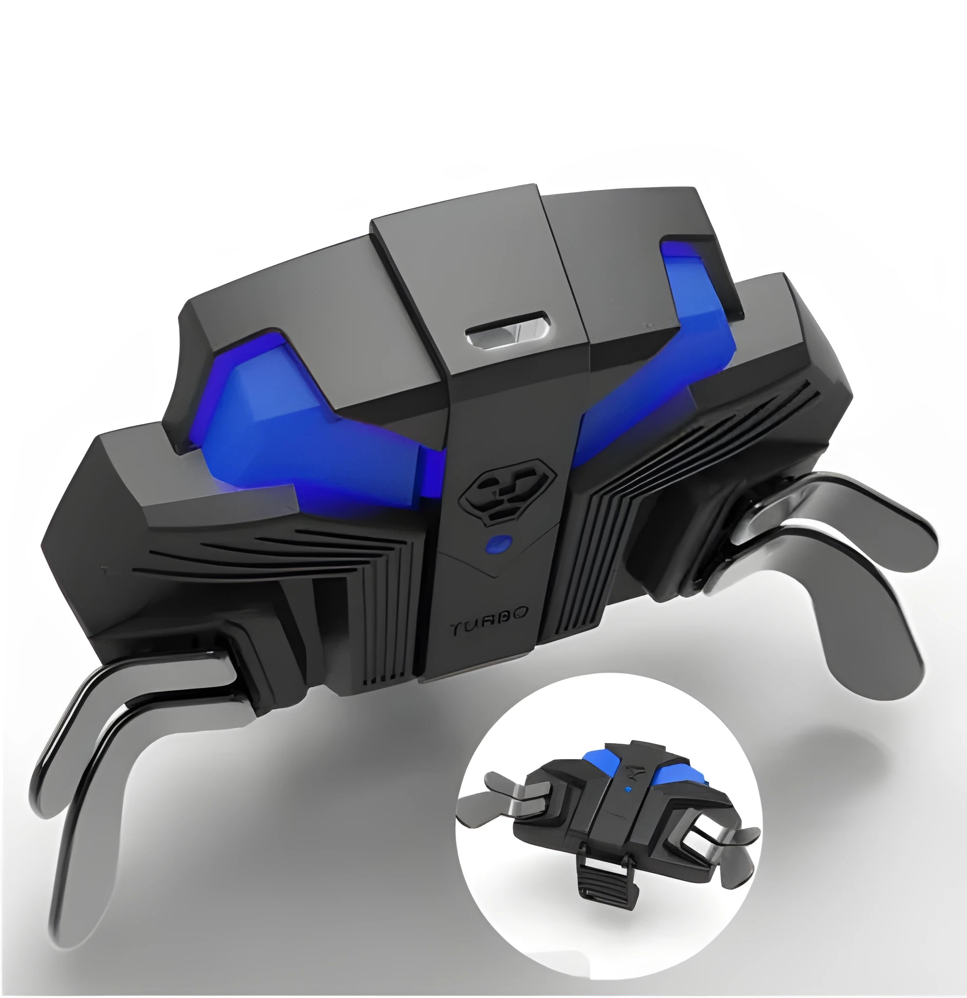 Black PS4 controller back button attachment with 3.5mm audio jack and long USB Type-C cable.