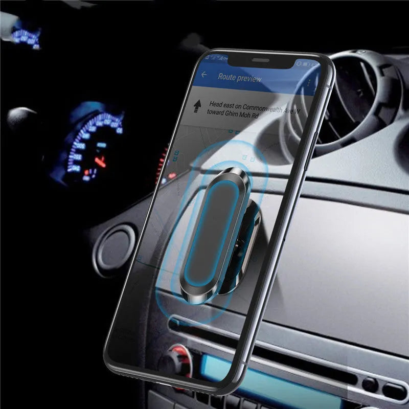 Black magnetic car bracket with 8 magnets and rotating head for dashboard phone mounting