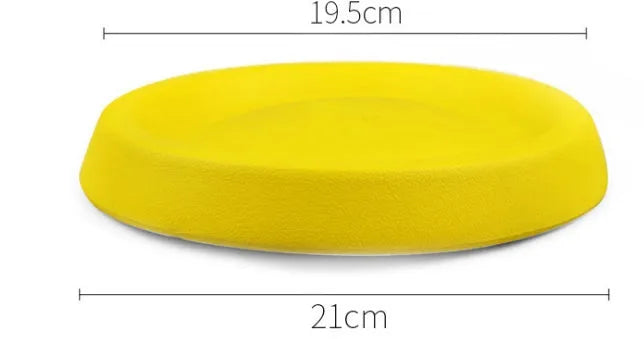 Yellow EVA dog throwing toy for training and interactive play