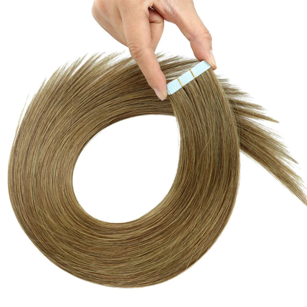 Double-sided adhesive hair extension piece, real hair, straight, 40-65cm, 20 pieces per pack