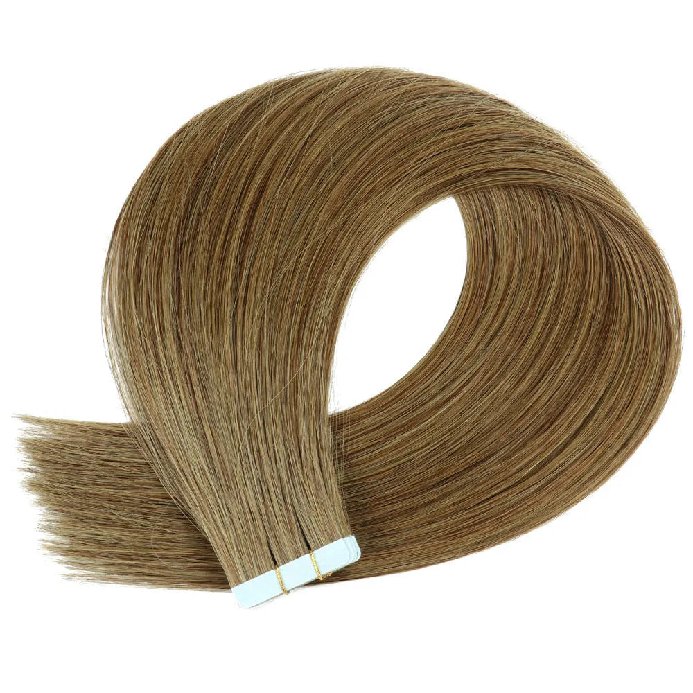Double-sided adhesive hair extension piece, real hair, straight, 40-65cm, 20 pieces per pack