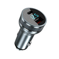 Black car charger with digital display and dual QC3.0 PD ports