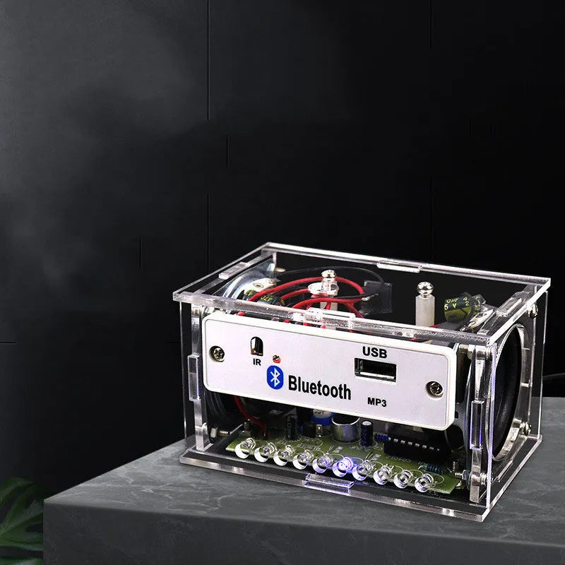 DIY Bluetooth speaker electronic assembly kit with transparent shell and circuit board components