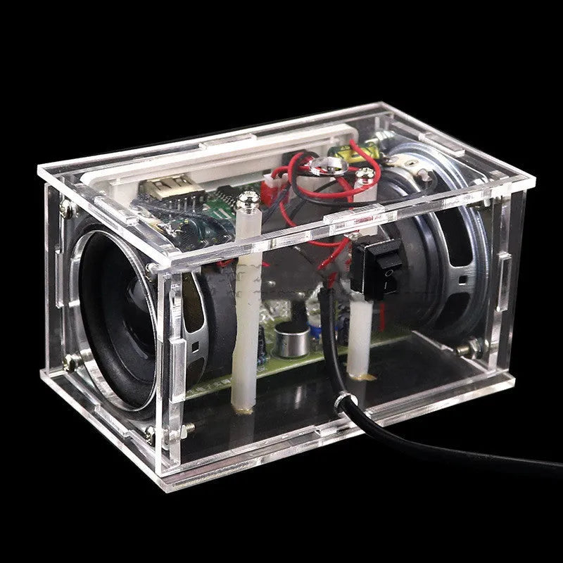 DIY Bluetooth speaker electronic assembly kit with transparent shell and circuit board components