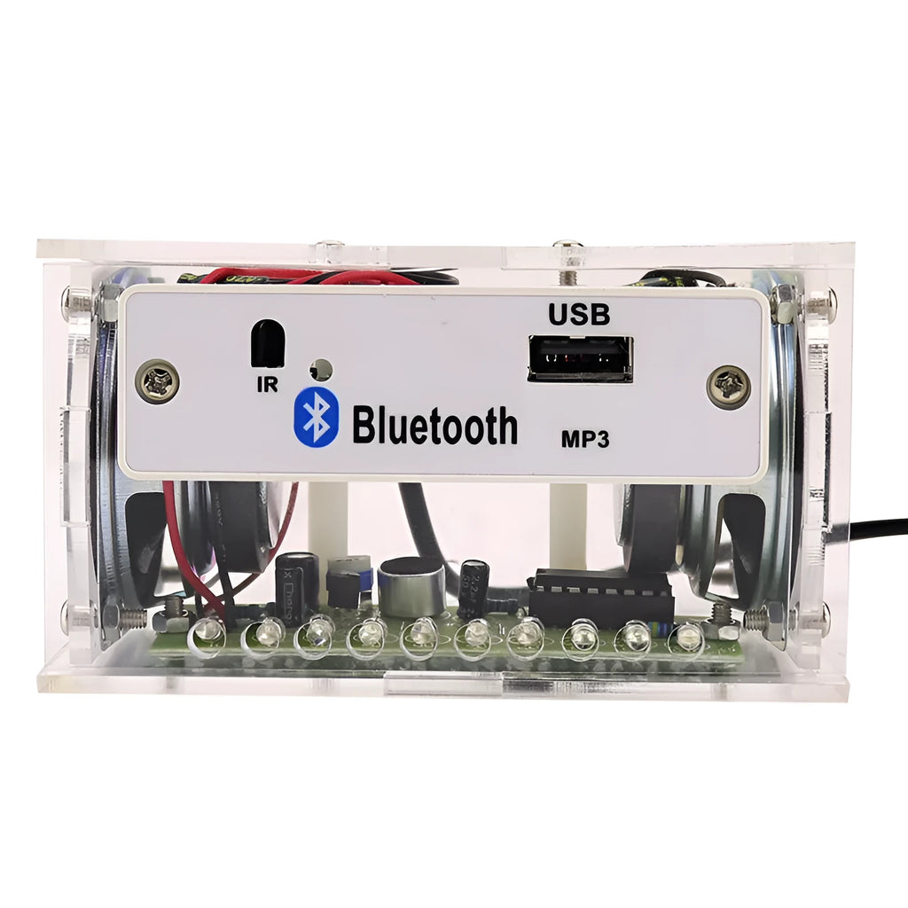 DIY Bluetooth speaker electronic assembly kit with transparent shell and circuit board components
