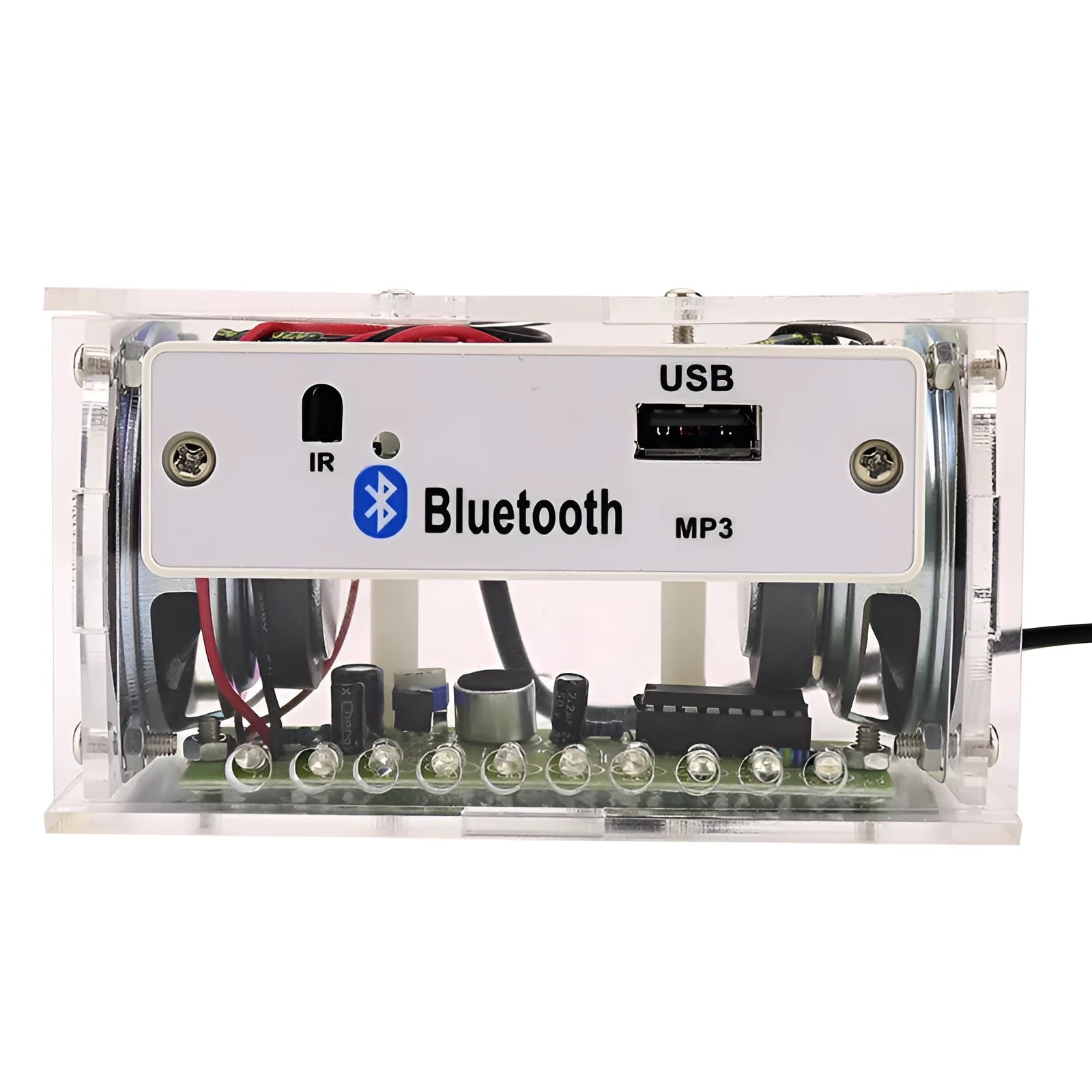 DIY Bluetooth speaker electronic assembly kit with transparent shell and circuit board components
