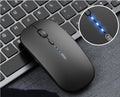 Ergonomic wireless mouse in silver gray with silent charging feature