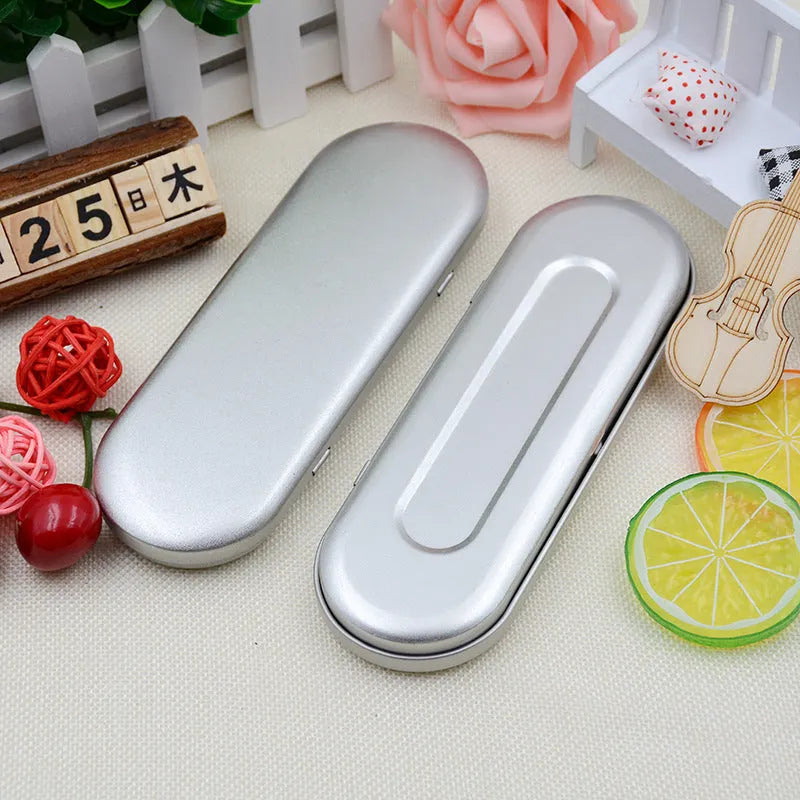 Rectangular frosted tinplate cosmetic and pen storage box with offset printing