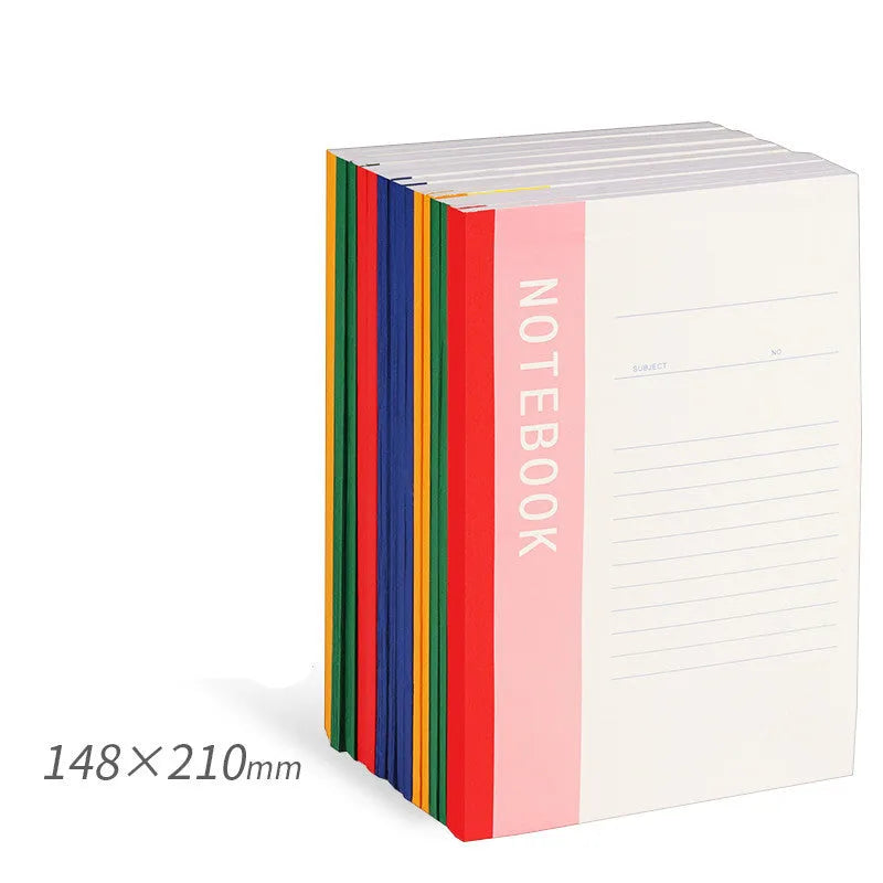 Thick paper notebook in A4, A5, B5, 2K, and 32K sizes with smooth writing surface and multiple page counts.