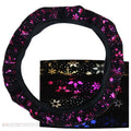 Car steering wheel cover with hot stamping snowflake pattern in blue snow colour for 37-38cm wheels