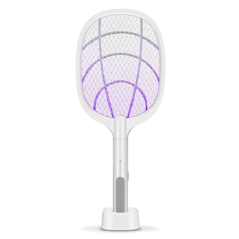 Rechargeable lithium battery mosquito swatter with USB cable and 3000v grid.