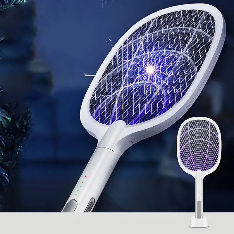 Rechargeable lithium battery mosquito swatter with USB cable and 3000v grid.