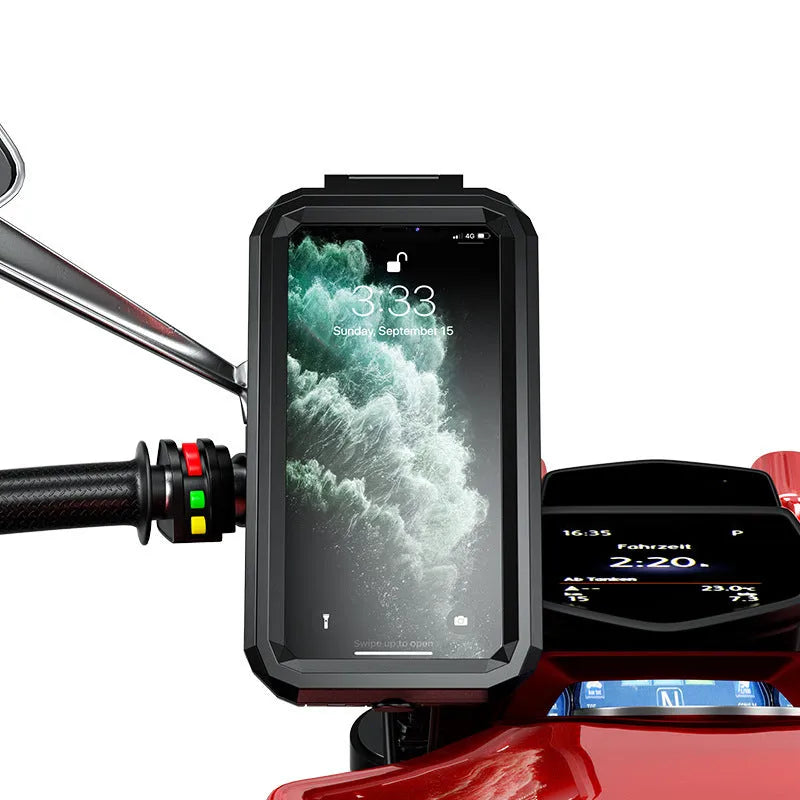 Outdoor riding rainproof phone case holder with cable fast charging mounted on bicycle handlebar