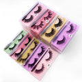 Natural 3D false eyelashes with elongated eye tail, imitation mink, plastic cotton thread stem, includes brush.
