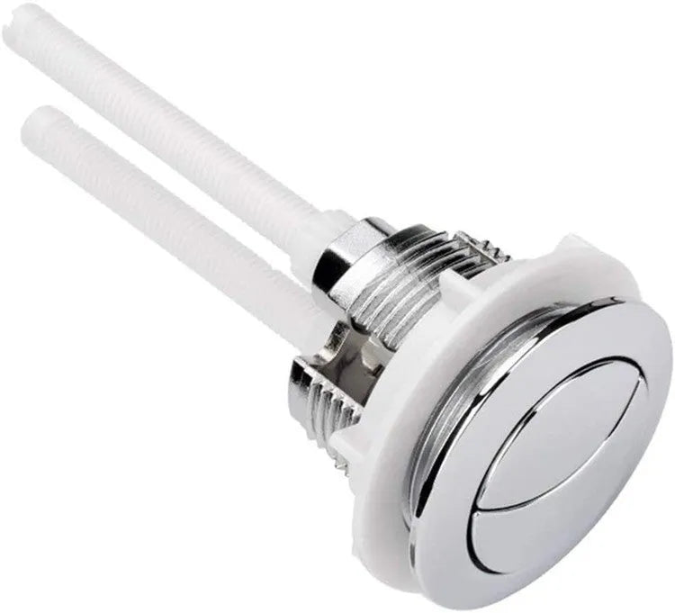 Round white dual-flush toilet button with 38mm diameter for single-piece toilet cisterns